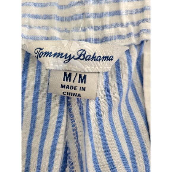 Tommy Bahama Linen Womens Pants Size M White Blue Stripe Drawstring Wide Leg - Picture 8 of 12